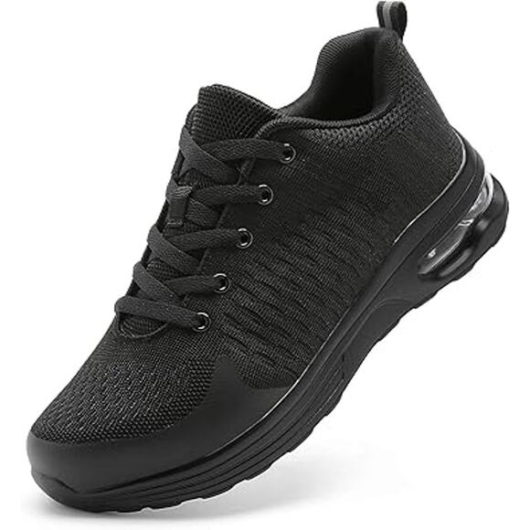 Lupwee Mens Size 14 Black Breatheable Mesh Lace Up Steel Toe Non Slip Work Shoes - Picture 1 of 7